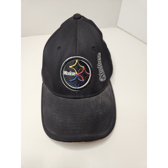 Pittsburgh Steelers Hat Cap Fitted OSFA NFL Football Black Logo Reebok - Picture 1 of 5